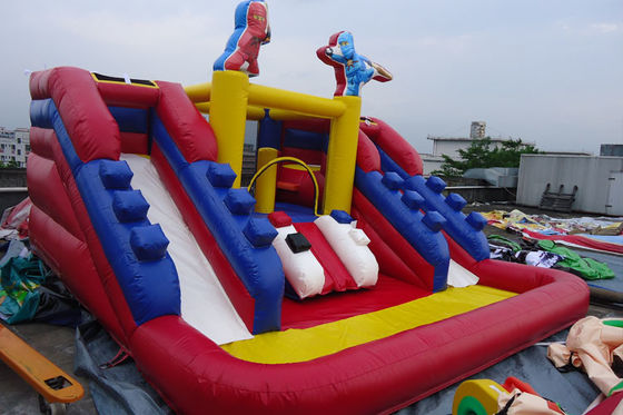 Double Sides Inflatable Water Slide Combo With Hero Painting Kids Park Fun