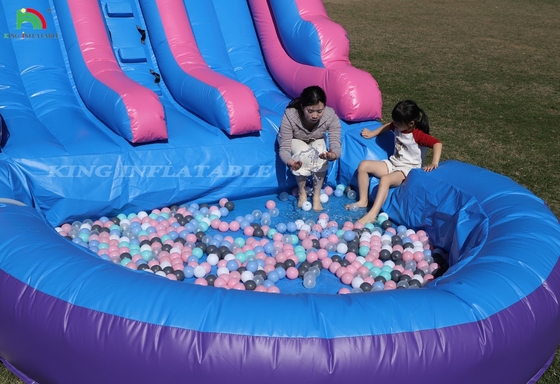 상업용 100% PVC 듀얼 레인 펌플 수면 슬라이드 야외 빗 건조 큰 물 슬라이드 스플래시 수영장