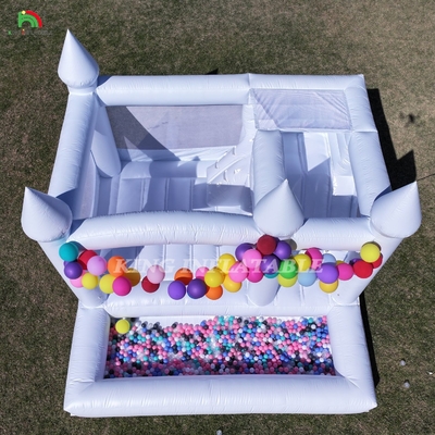 13x13x10ft 상업용 하얀 반짝이는 집 큰 점퍼 반짝이는 팽창성 성 어린이용 성인용 슬라이드 & 볼 핏