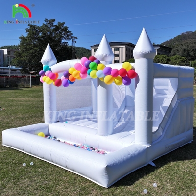 13x13x10ft 상업용 하얀 반짝이는 집 큰 점퍼 반짝이는 팽창성 성 어린이용 성인용 슬라이드 & 볼 핏