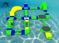 Custom 35x21m Inflatable Water Parks For Rental Green / Yellow / Blue Color