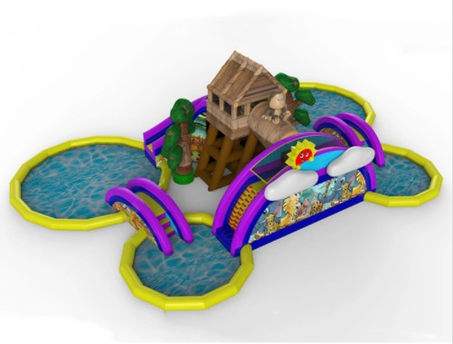 거대한 부풀게할 수 있는 땅 워터 파크 수영장과 물 실데